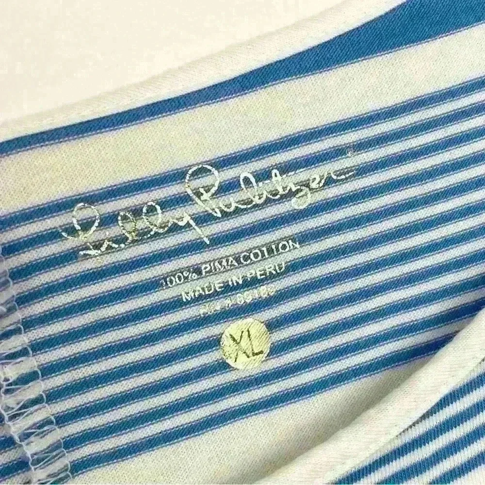 Lilly Pulitzer Marlowe Dress Bay Blue Coconut Stripe Pima Cotton Size XL - Picture 3 of 5